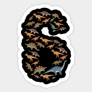 6th Birthday Boy Toddlers Animal Dinosaur Lover Sticker